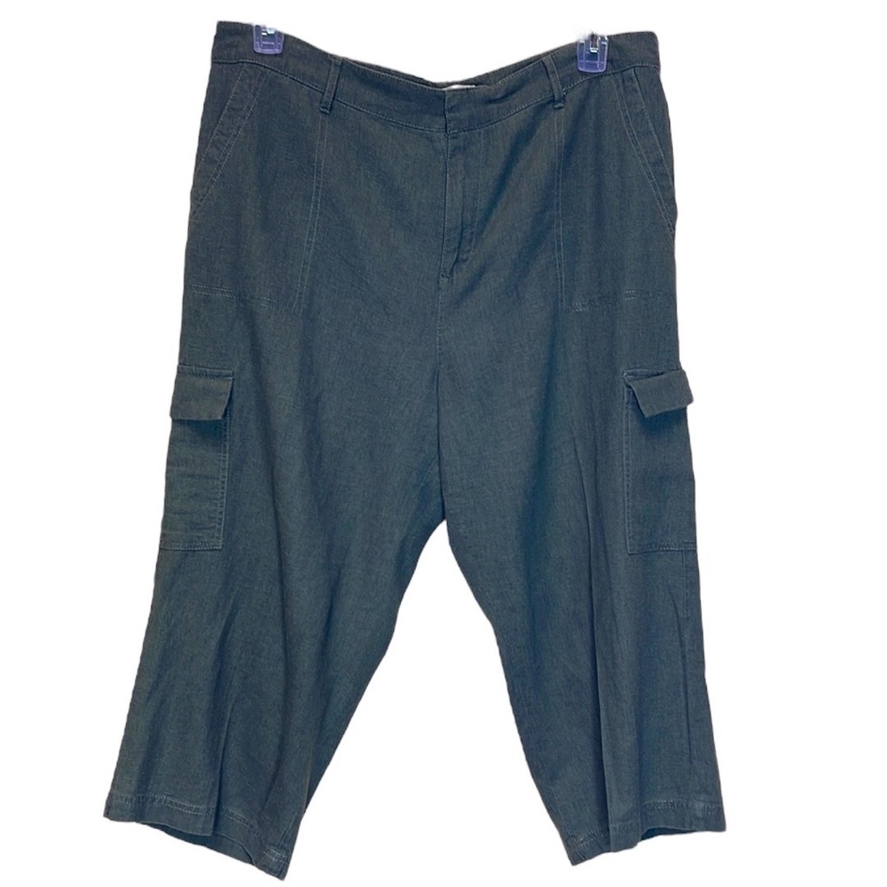 Christopher & banks Linen Blend Cargo Capri Cropped Pants